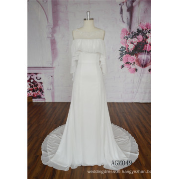 Long Sheath Wedding Dress Chiffon Plus Size Wedding Dress